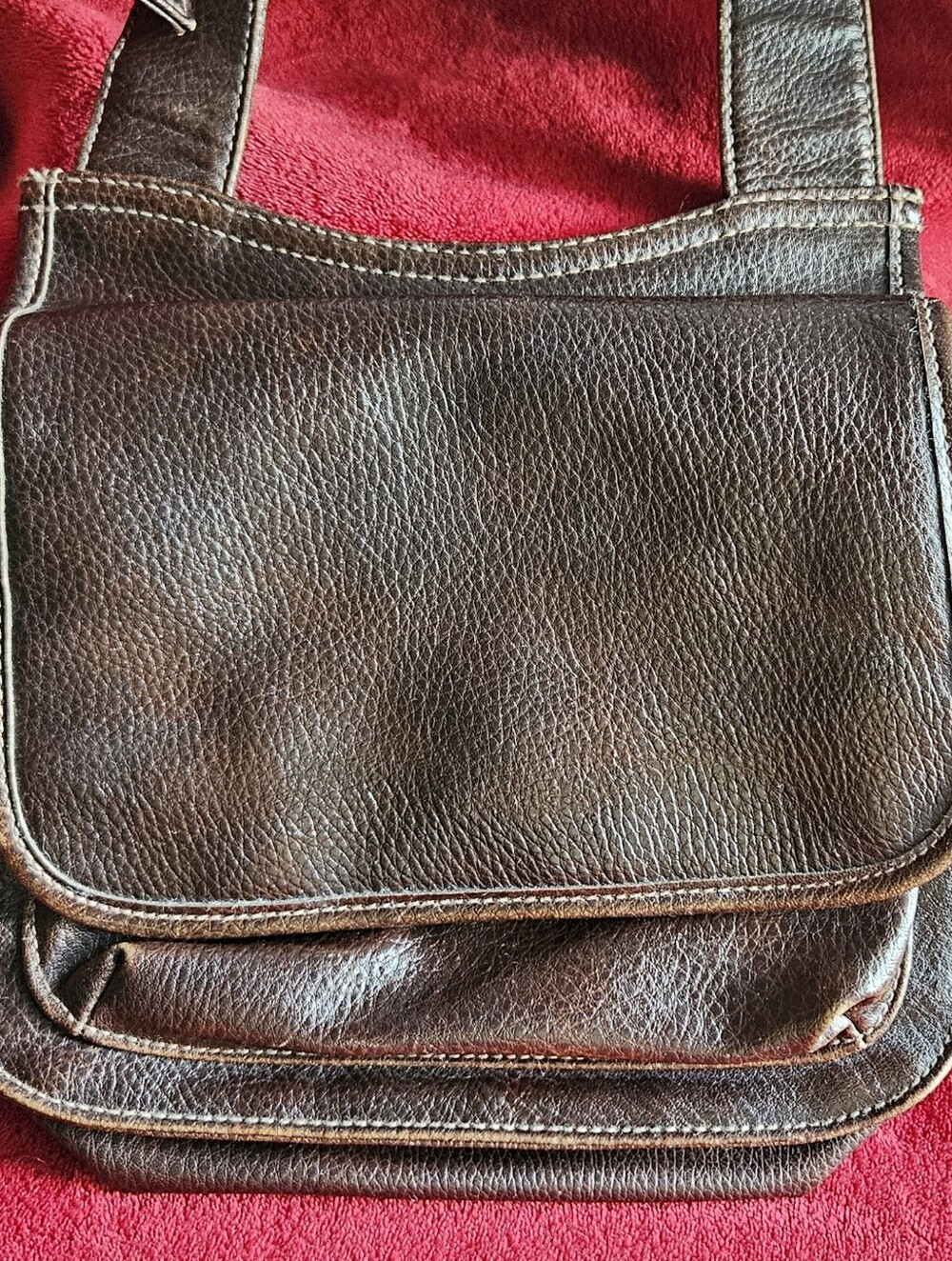 Unbranded Unisex Brown Leather Messenger/Crossbody Bag w/Adjustable Strap